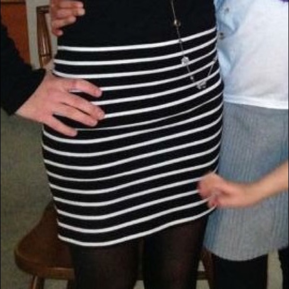 Black and white striped skirt